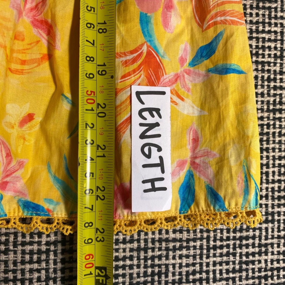 New Umgee Floral Babydoll Top Puff Sleeve Women L Yellow Tropical (Bin 1) - Picture 6 of 9
